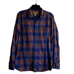 Stapleford workwear flannel plaid cotton shirt blue orange size M